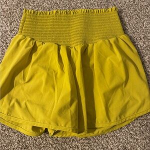 Aerie Bright Yellow Smocked Waist Shorts